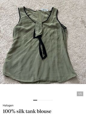 Halogen Olive Green Silk Tie-Neck Tank
